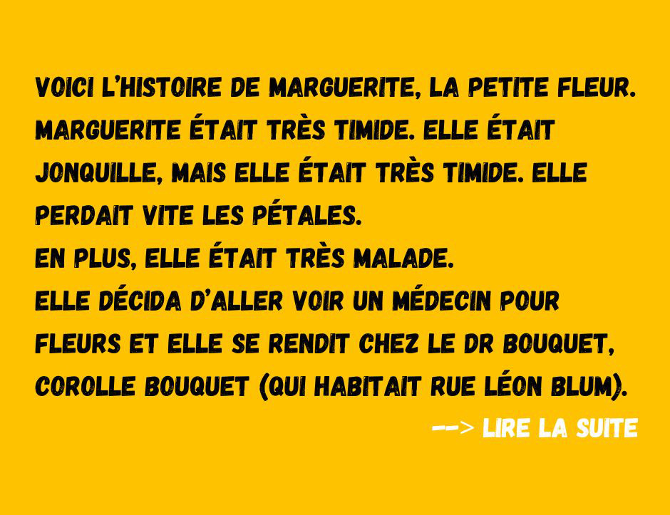 L’histoire de Marguerite, la petite Fleur.